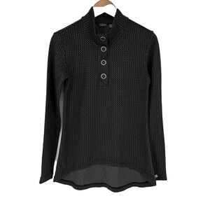 Merrell Sweater Womens Medium Large Black Gray‎ Cowl Neck Button Pullover Knit